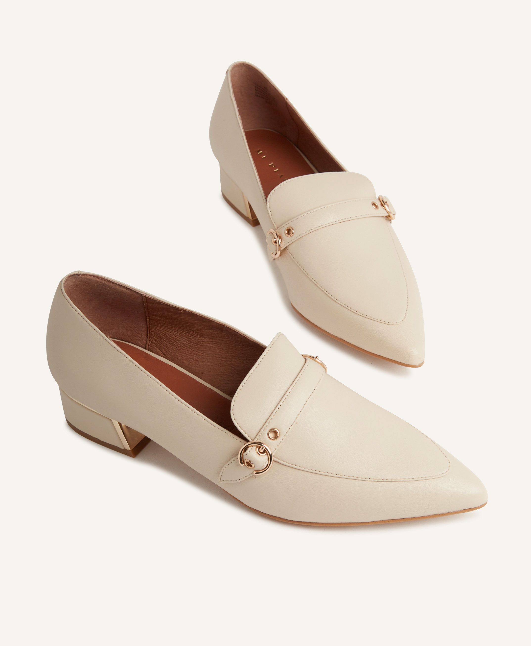 Cream leather loafers hotsell