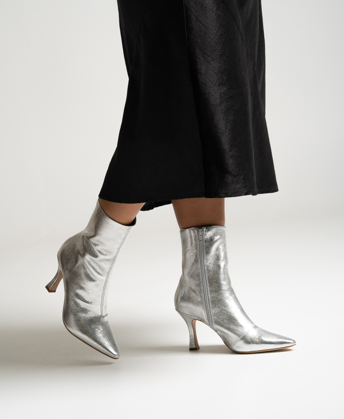 RAID Alessa Block Heeled Ankle Boots in Silver