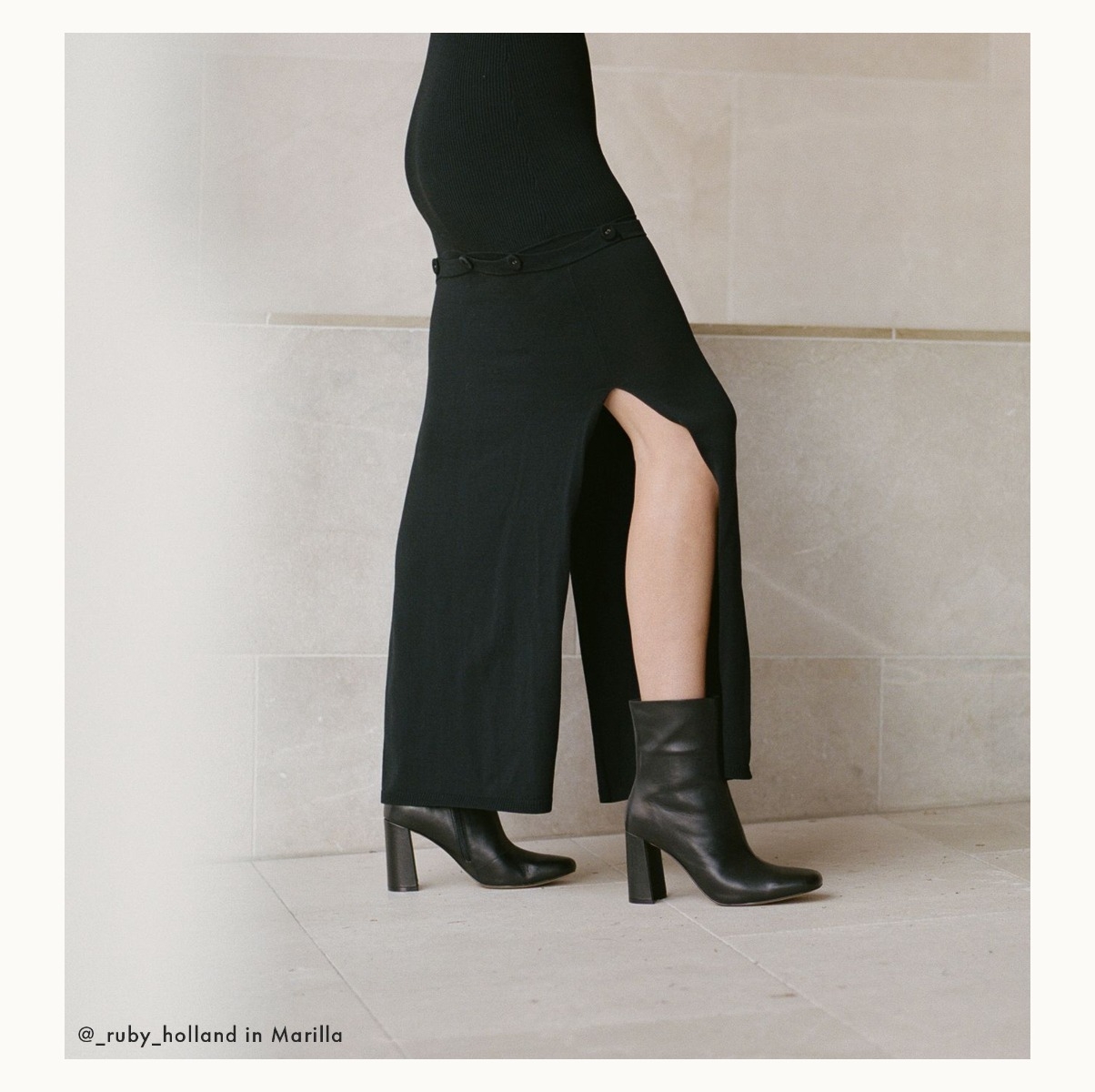 Shop Marilla Black Leather Ankle Boot styled by Ruby Holland