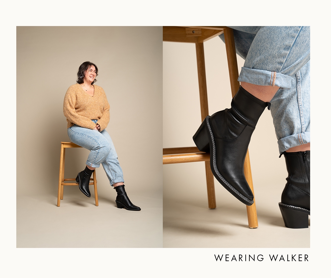 Shop Walker Ankle Boots in Black Leather