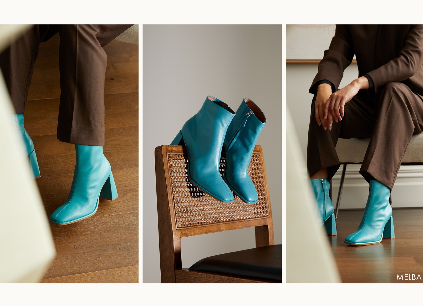 Shop Melba Ankle Boots in Mineral Blue Leather