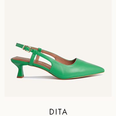 Shop Dita Kitten Heel Slingback in Green Leather